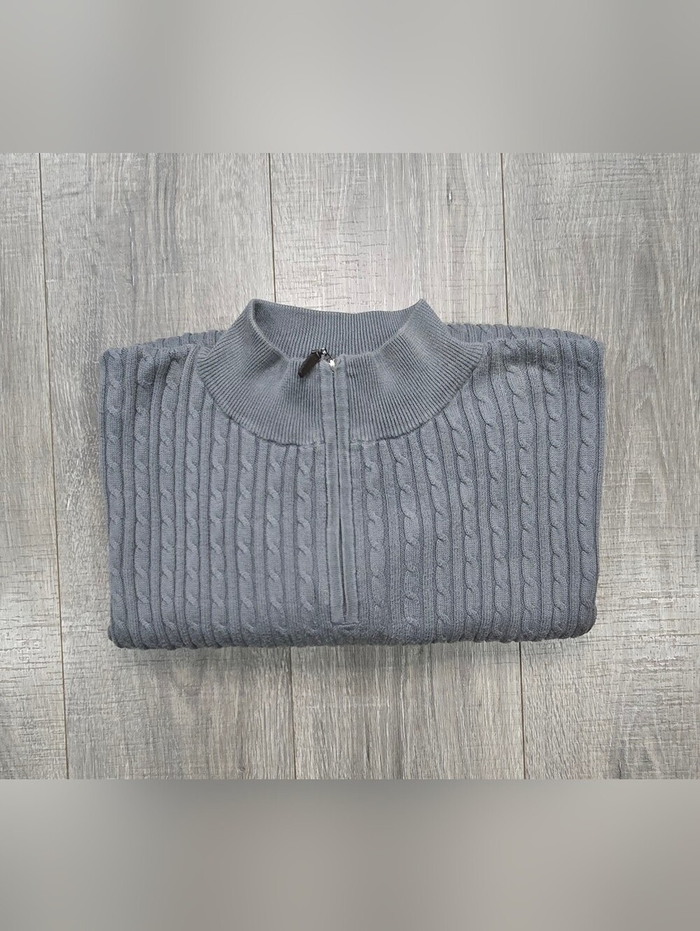 Pendleton Men's Gray Cable-Knit Half-Zip Sweater #503 - Picture 5 of 7